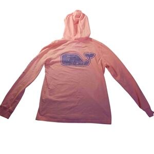 Vineyard Vines Hooded Long Sleeve Tee XS Pink Whale Logo Beachwear Preppy